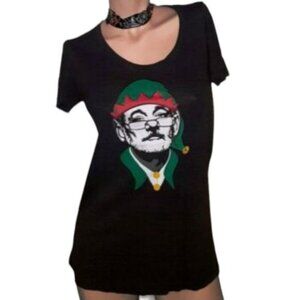 SHIRT Bill Murray Christmas Elf Chive On T Tee Black Scoop Neck Top Unisex Size